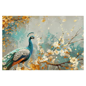 Schilderij - Pauw met gouden decoratie (6)