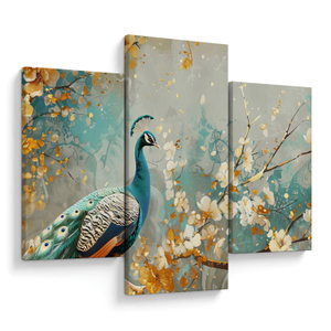 Schilderij - Pauw met gouden decoratie (V024893V90603PCS)