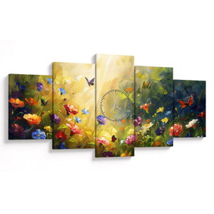 Obraz - Jarní květinová louka, malba (s hodinami) (V024932V15080C)