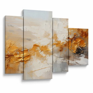 Schilderij - Gouden textuur (met klok)