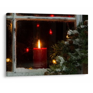 Bild auf Leinwand - Glühende Weihnachtskerze