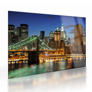 Glasschilderij - Brug met New York (V025142V7050GD)