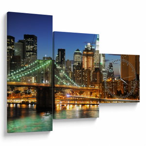 Schilderij - Brug met New York (met klok) (V025142V9070C)
