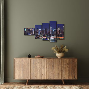 Schilderij - Verlichte wolkenkrabbers van New York (2)