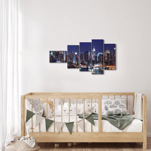 Schilderij - Verlichte wolkenkrabbers van New York (4)