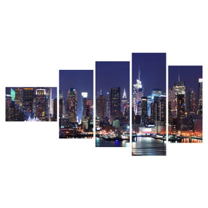 Schilderij - Verlichte wolkenkrabbers van New York (6)