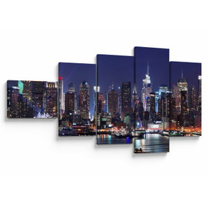 Bild auf Leinwand - Beleuchtete New Yorker Wolkenkratzer