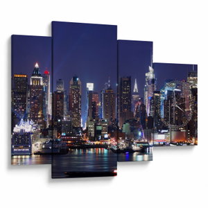 Schilderij - Verlichte wolkenkrabbers van New York (met klok) (V025150V11075C)