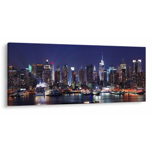 Schilderij - Verlichte wolkenkrabbers van New York (V025150V12050)