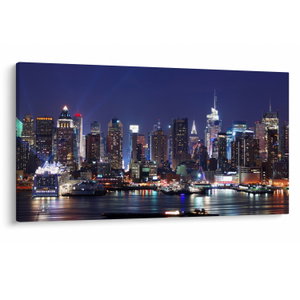 Schilderij - Verlichte wolkenkrabbers van New York (V025150V12070)