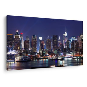 Schilderij - Verlichte wolkenkrabbers van New York (V025150V12080)