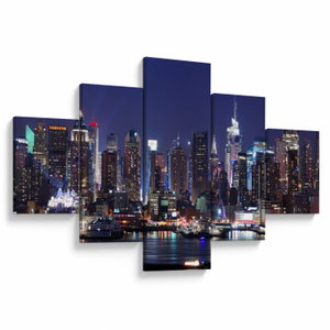 Schilderij - Verlichte wolkenkrabbers van New York (V025150V12570)