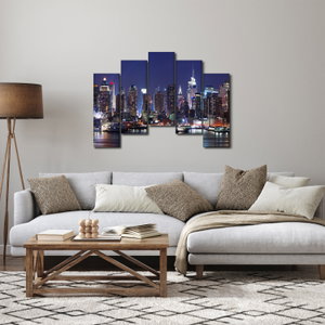 Schilderij - Verlichte wolkenkrabbers van New York (2)