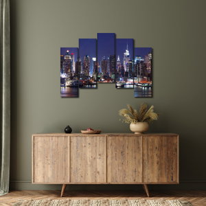 Schilderij - Verlichte wolkenkrabbers van New York (3)