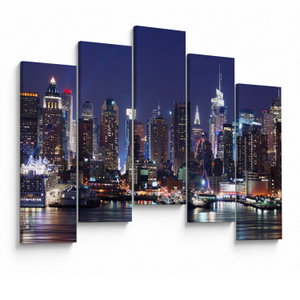 Schilderij - Verlichte wolkenkrabbers van New York (V025150V12590)