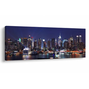 Schilderij - Verlichte wolkenkrabbers van New York (V025150V14558)
