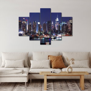 Schilderij - Verlichte wolkenkrabbers van New York (2)