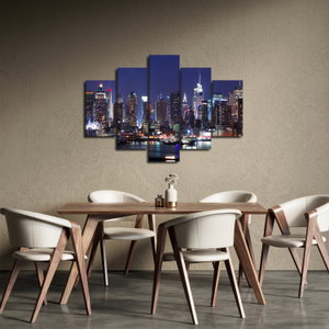 Schilderij - Verlichte wolkenkrabbers van New York (3)