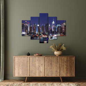 Schilderij - Verlichte wolkenkrabbers van New York (4)