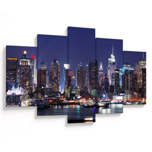 Schilderij - Verlichte wolkenkrabbers van New York (V025150V150105)