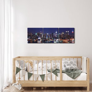 Schilderij - Verlichte wolkenkrabbers van New York (3)