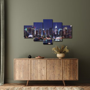 Schilderij - Verlichte wolkenkrabbers van New York (2)