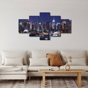 Schilderij - Verlichte wolkenkrabbers van New York (3)