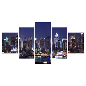 Schilderij - Verlichte wolkenkrabbers van New York (6)