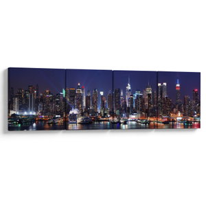 Schilderij - Verlichte wolkenkrabbers van New York (V025150V16040)