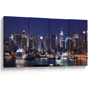 Schilderij - Verlichte wolkenkrabbers van New York (V025150V16080)