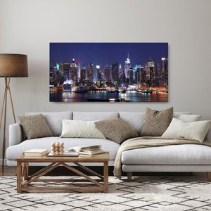 Schilderij - Verlichte wolkenkrabbers van New York (3)