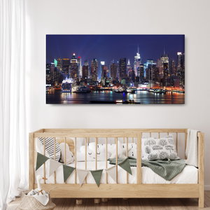 Schilderij - Verlichte wolkenkrabbers van New York (4)