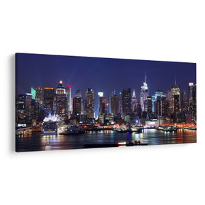 Schilderij - Verlichte wolkenkrabbers van New York (V025150V200100)