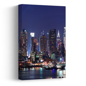 Schilderij - Verlichte wolkenkrabbers van New York (V025150V2030)