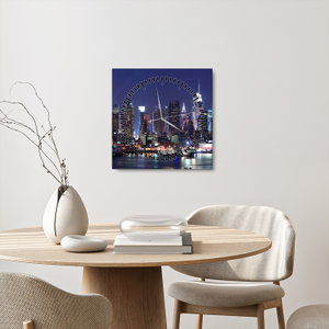 Schilderij - Verlichte wolkenkrabbers van New York (met klok) (2)