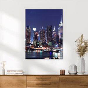 Schilderij - Verlichte wolkenkrabbers van New York (3)