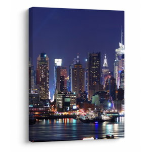 Schilderij - Verlichte wolkenkrabbers van New York (V025150V3040)