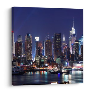 Schilderij - Verlichte wolkenkrabbers van New York (V025150V4040)
