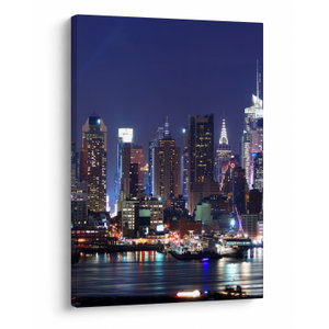 Schilderij - Verlichte wolkenkrabbers van New York (V025150V5070)