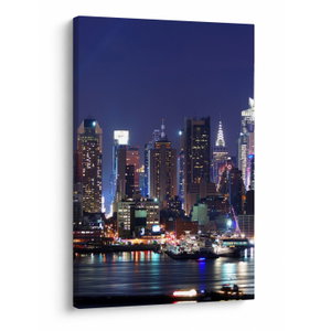 Schilderij - Verlichte wolkenkrabbers van New York (V025150V6090)