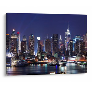 Schilderij - Verlichte wolkenkrabbers van New York (V025150V7050)