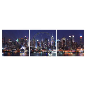 Schilderij - Verlichte wolkenkrabbers van New York (met klok) (6)