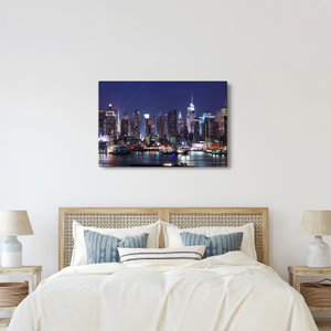 Schilderij - Verlichte wolkenkrabbers van New York (4)