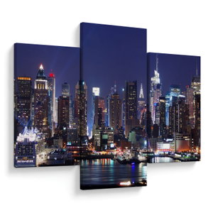 Schilderij - Verlichte wolkenkrabbers van New York (V025150V90603PCS)