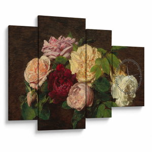 Obraz - Henri Fantin-Latour, Roses de Nice on a Table, reprodukce (s hodinami) (V025161V11075C)