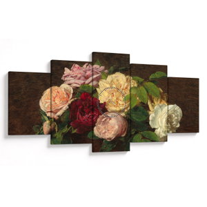 Obraz - Henri Fantin-Latour, Roses de Nice on a Table, reprodukce (s hodinami) (V025161V15080C)