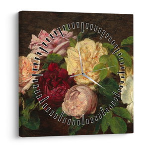 Obraz - Henri Fantin-Latour, Roses de Nice on a Table, reprodukce (s hodinami) (V025161V3030C)