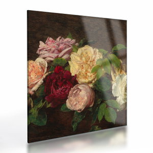 Skleněný obraz - Henri Fantin-Latour, Roses de Nice on a Table, reprodukce (V025161V3030GD)