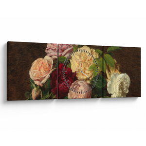 Obraz - Henri Fantin-Latour, Roses de Nice on a Table, reprodukce (s hodinami) (V025161V9030C)