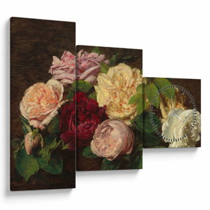 Obraz - Henri Fantin-Latour, Roses de Nice on a Table, reprodukce (s hodinami) (V025161V9070C)